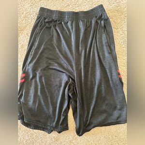 Source Unknown Gray Athletic Shorts with Red Stripes
